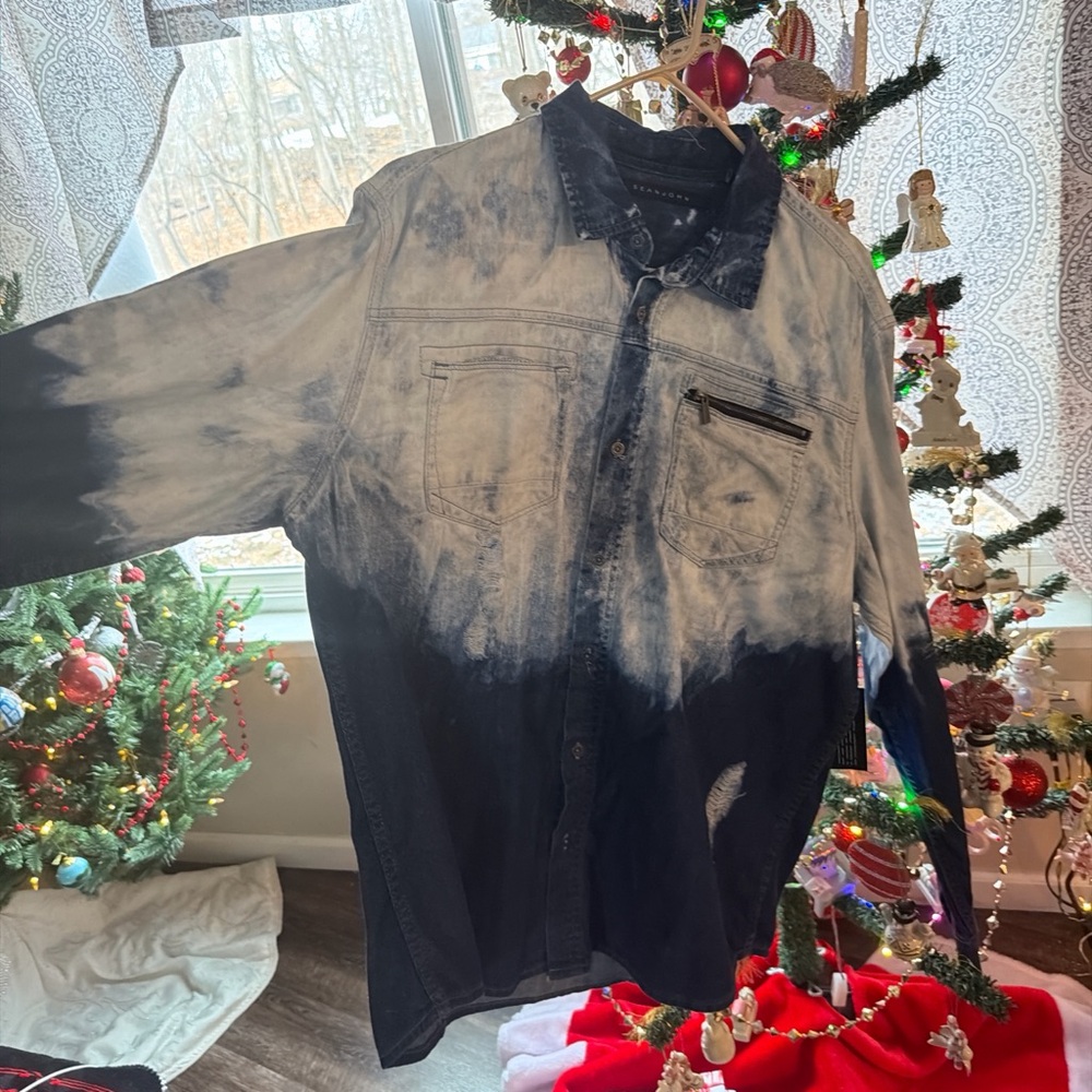 Sean John Black and White Ombre Denim Jacket
